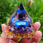 (Clearance 30% OFF / CODE: OFF30) - Olivenorma Amethyst Aquarius Zodiac Orgone Pyramid