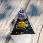 Amethyst Sphere With Obsidian Tiger Eye Orgone Pyramid