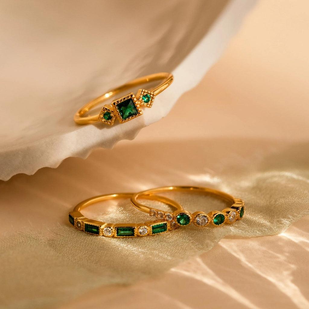 Alex - Unique Inlaid Zirconia Ring Set