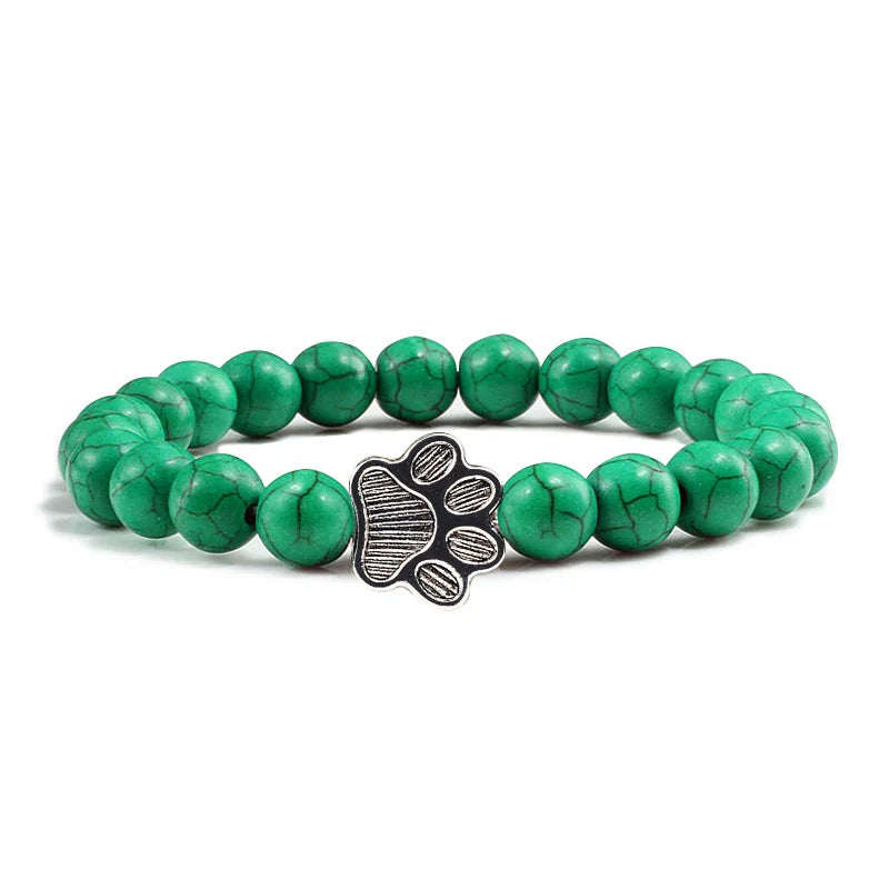 Beaded Paw Bracelet ��������������������������� Natural Stone Design