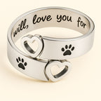 Adjustable Paw & Heart Ring with Twist Design in Silver