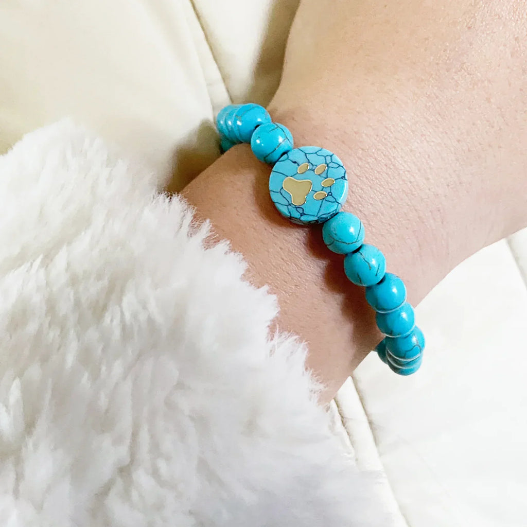 Turquoise Beaded Paw Bracelet