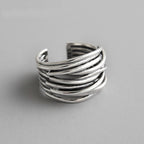 Adjustable Layered Silver Ring