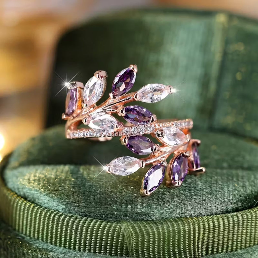 Adjustable Spiral Fern Zirconia Ring