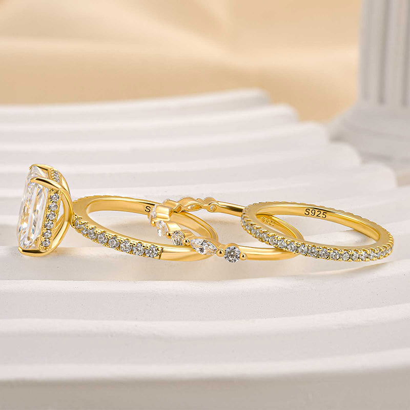 3PC Gold Wedding Ring Set