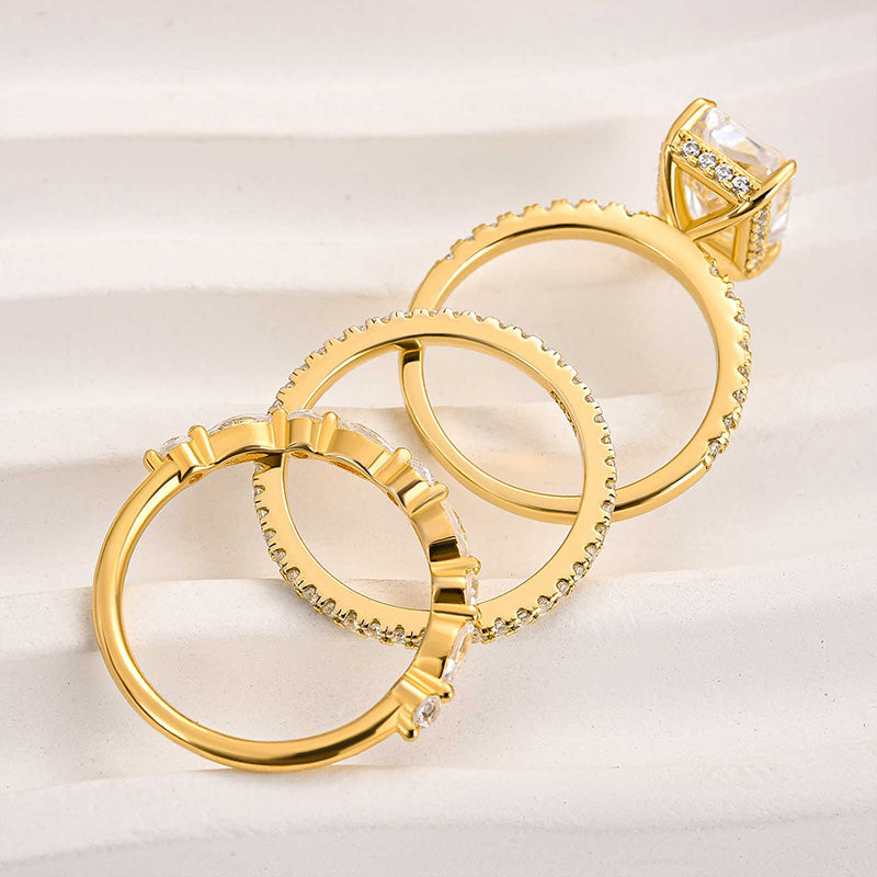 3PC Gold Wedding Ring Set