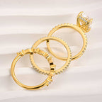 3PC Gold Wedding Ring Set