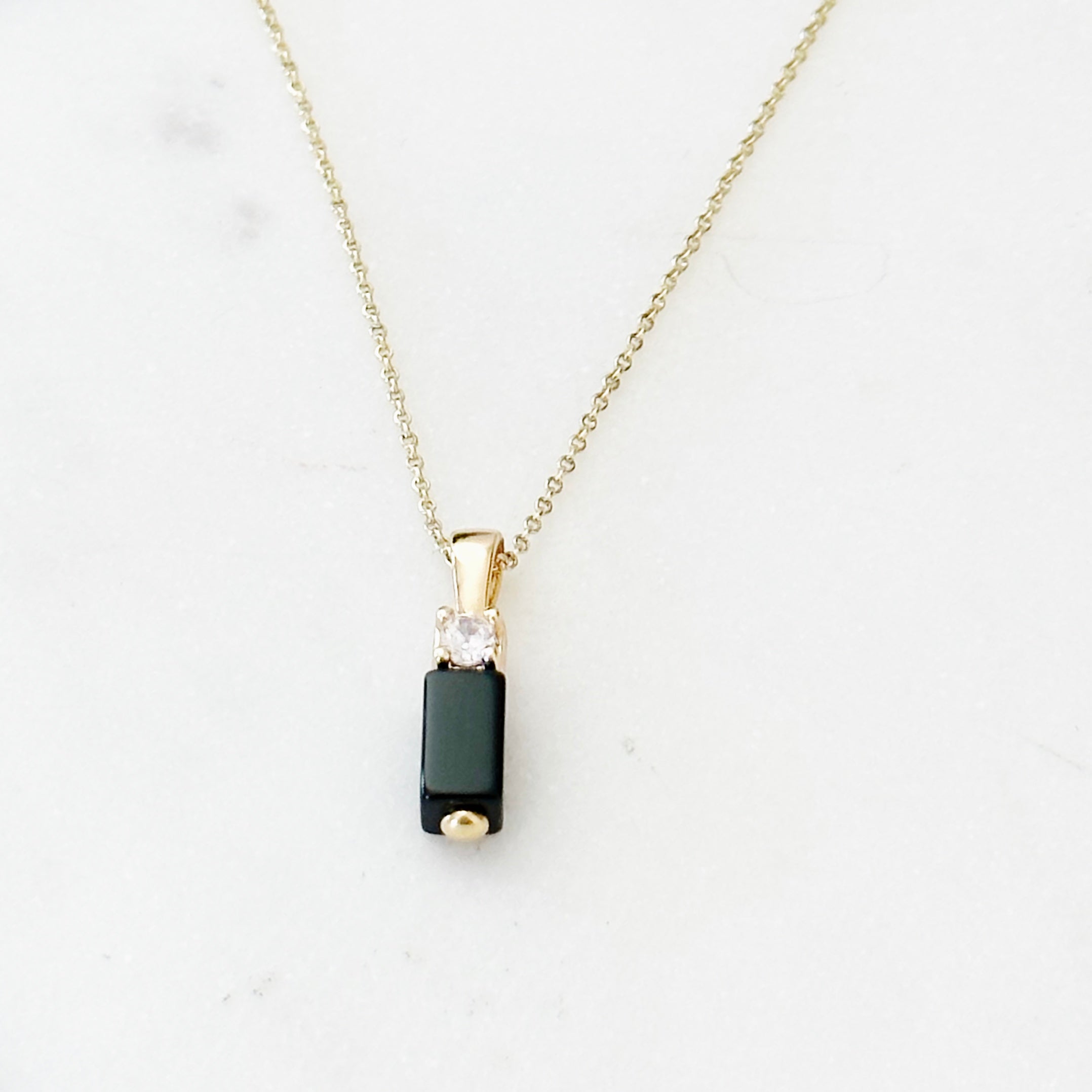 Alessia Black Onyx Bar Necklace