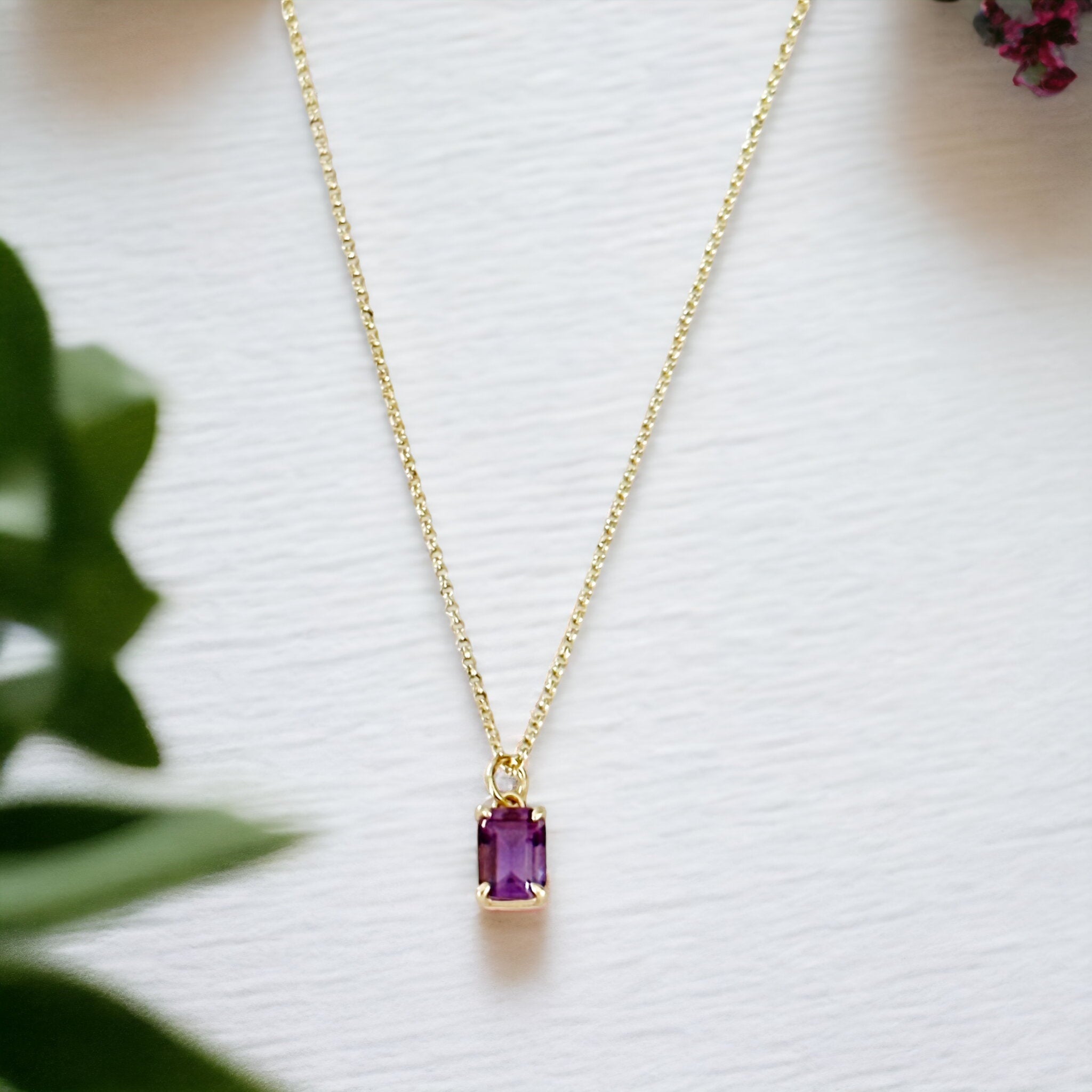 Violetta Amethyst Baguette Necklace