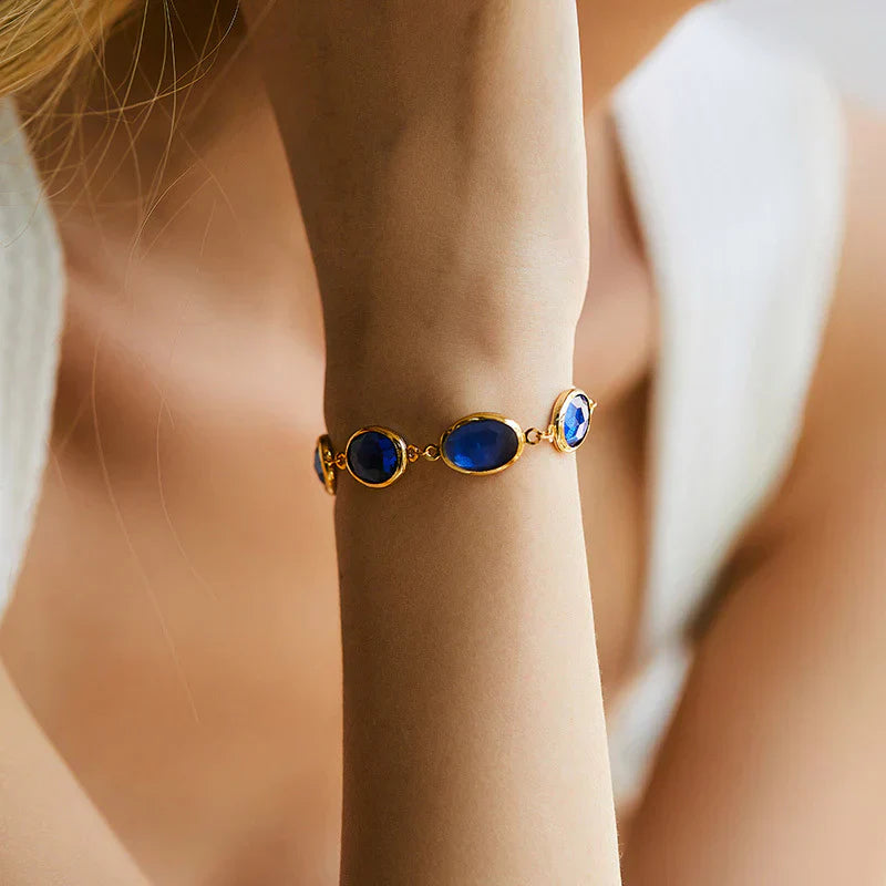 Sapphire Frosted Gold Bracelet