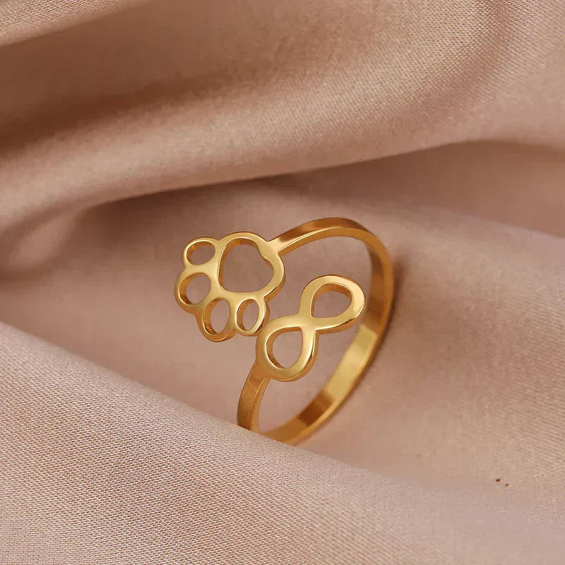 Adjustable Infinity Paw Ring in Silver and Gold