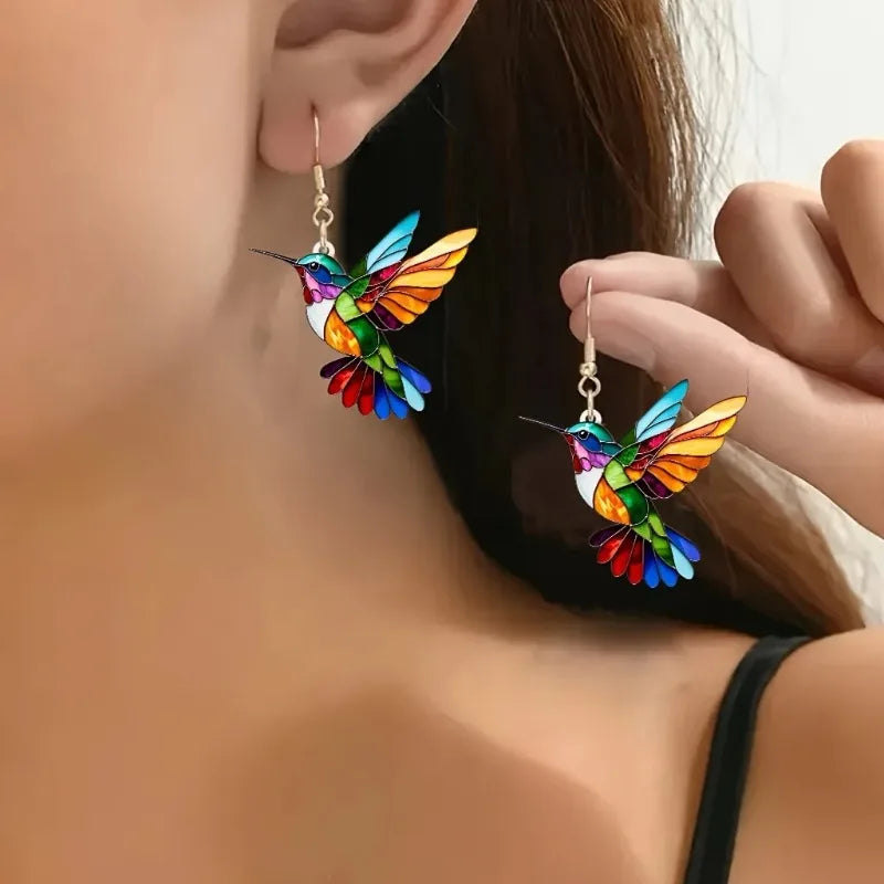 Acrylic Hummingbird Dangle Earrings
