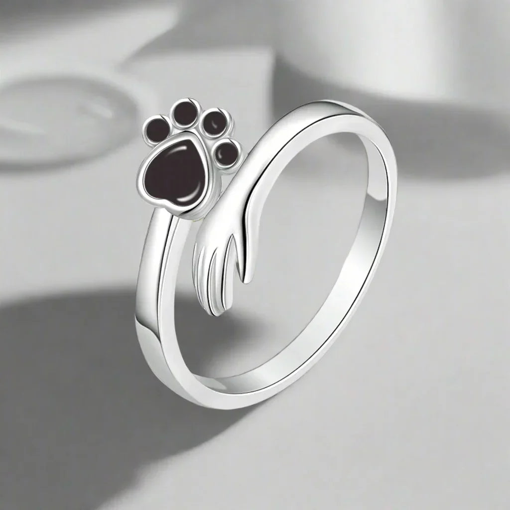 Adjustable Ring Hand and Paw Print Design