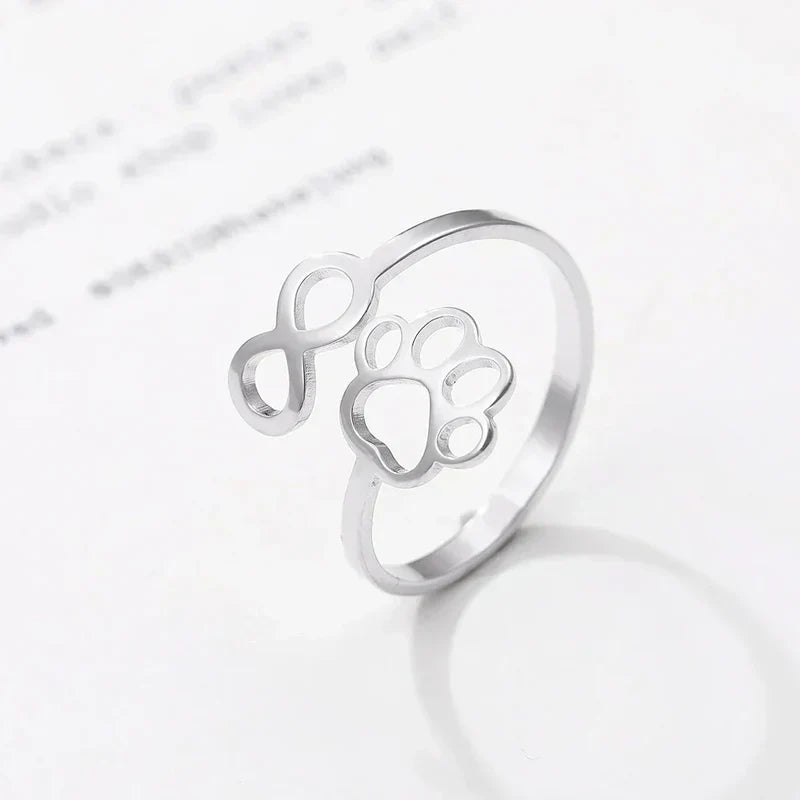 Adjustable Infinity Paw Ring in Silver and Gold
