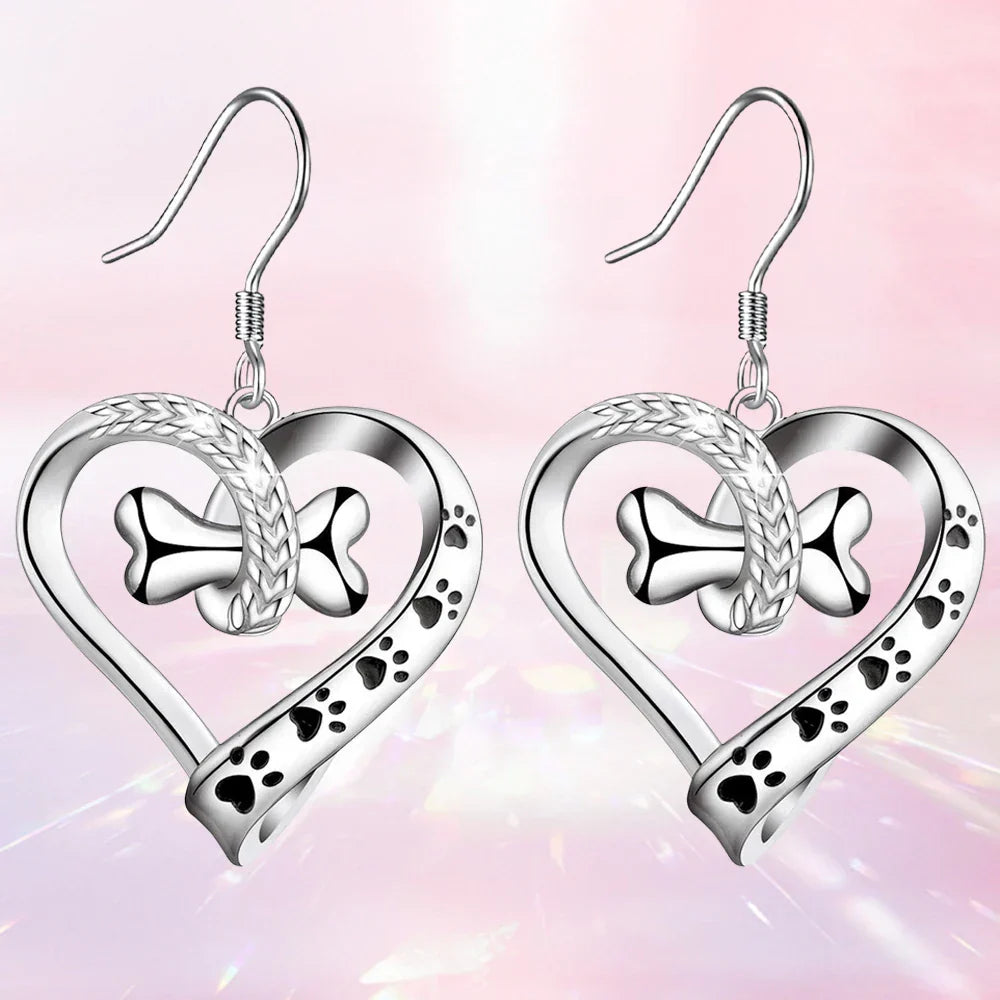 2-Piece Jewelry Set with Paw, Heart & Bone Charms
