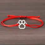 Paw Cord Bracelet Adjustable Black and Red Design
