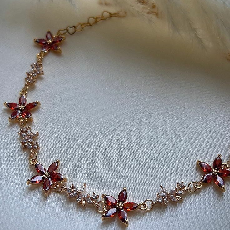 Red Crystal Flower Bracelet