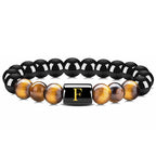 Tiger Eye With Obsidian Letter Bracelet