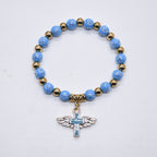 Olivenorma White Jade Cross Beaded Bracelet