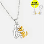 Cat Hug Pendant Necklace with Bonus Earrings ��������������������������� Limited Time Offer