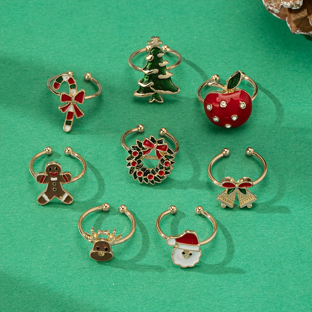 8pcs Christmas Ring Set