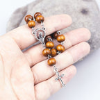 Olivenorma Wooden Beads Christianity Virgin Mary Cross Rosary Bracelet