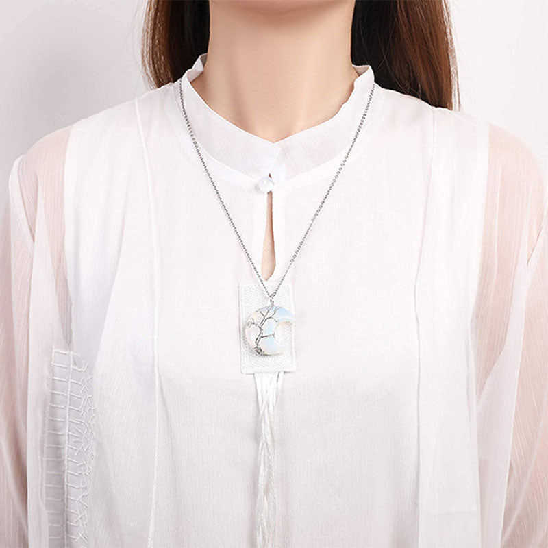 (Clearance 30% OFF / CODE: OFF30) - Olivenorma Natural Chakra Moon Necklace