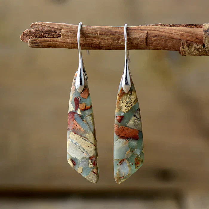 Antique Nature Stone Earrings | Gold
