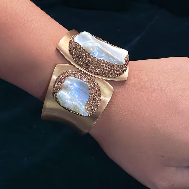 White Stone Open Bracelet