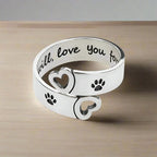 Adjustable Paw & Heart Ring with Twist Design in Silver