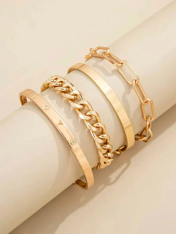 Stylish Gold Bracelet Set
