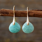 Amazonite Gold Drop Blue Earrings