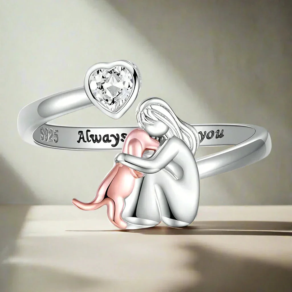 Adjustable Zirconia Dog Hug Ring